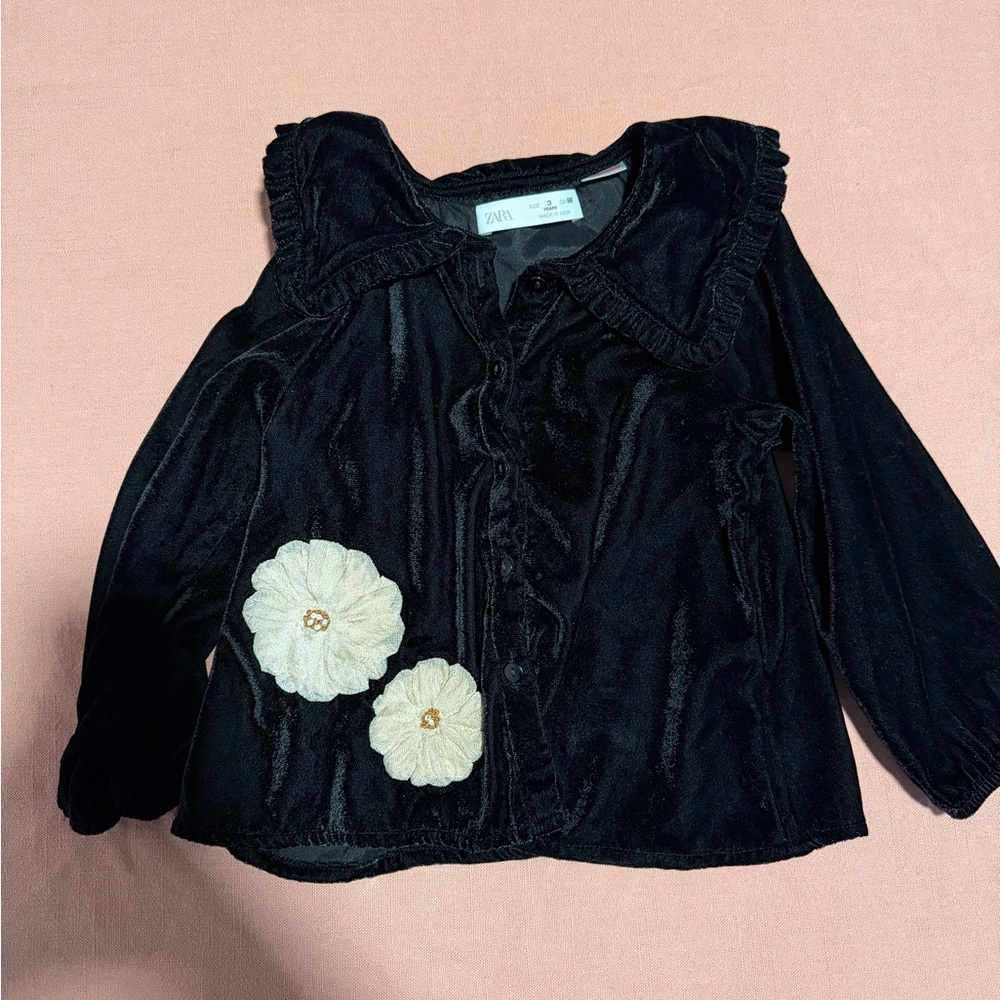 Zara Toddler Black Velvet Top